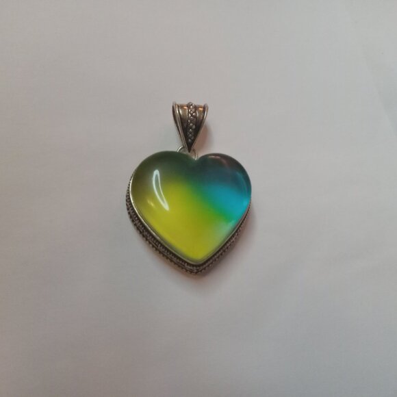 Bi-Color Tourmaline Heart Pendant ‎ 1.76" - Picture 2 of 3